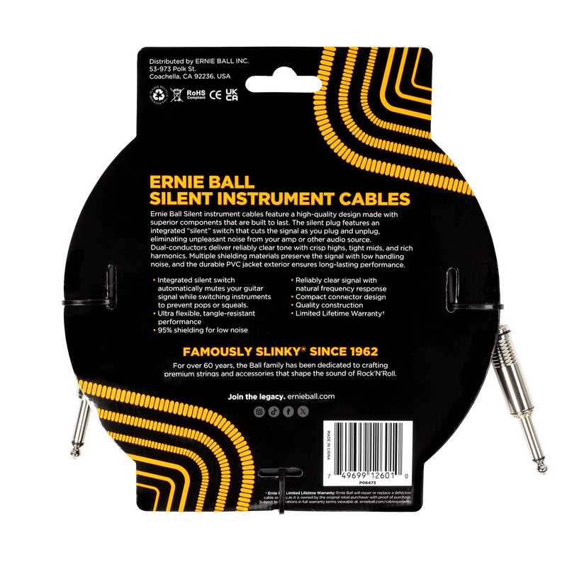 Cable Ernie Ball Classic Silent P06473 20 Pies Negro — vista 2