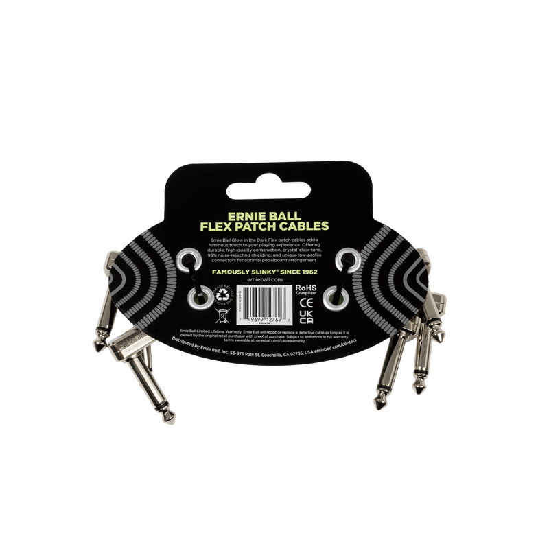 Cable Ernie Ball Flex Patch P06474 3 Pulgadas Brilla En La Oscuridad Paquete De 3 — vista 2