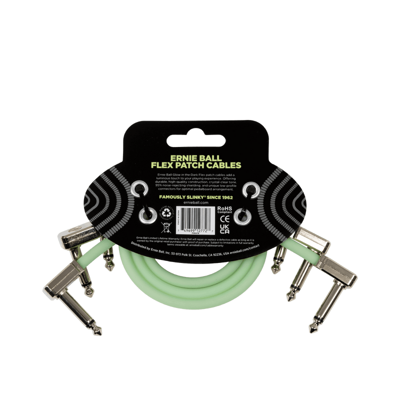Cable Ernie Ball Flex Patch P06476 12 Pulgadas Brilla En La Oscuridad Paquete De 3 — vista 2