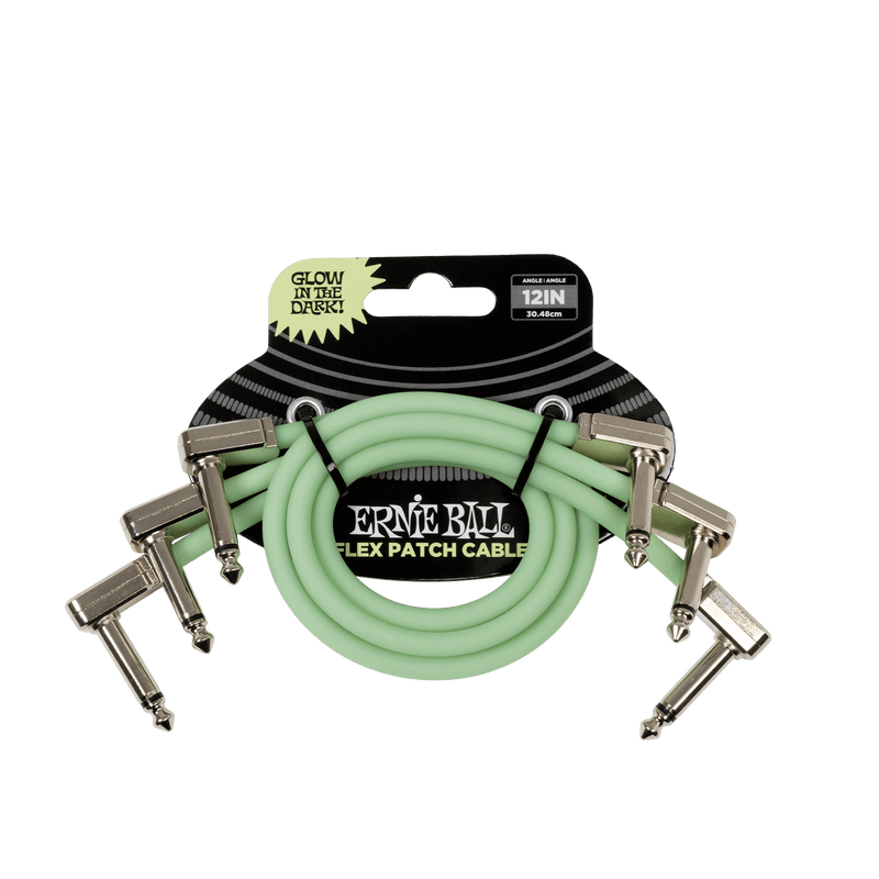 Cable Ernie Ball Flex Patch P06476 12 Pulgadas Brilla En La Oscuridad Paquete De 3 — vista 1