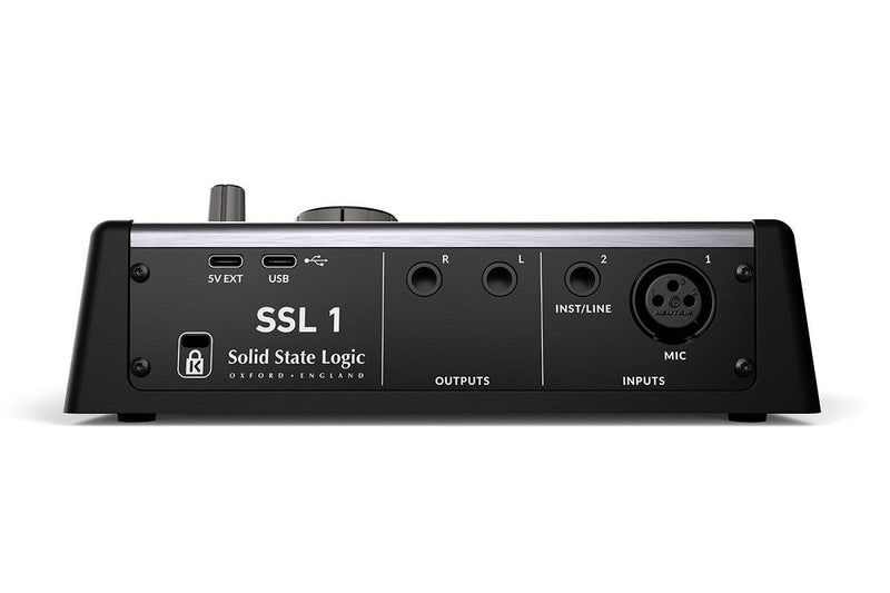 Solid State Logic SSL 1: conexiones traseras, entrada XLR y entrada de instrumento o línea
