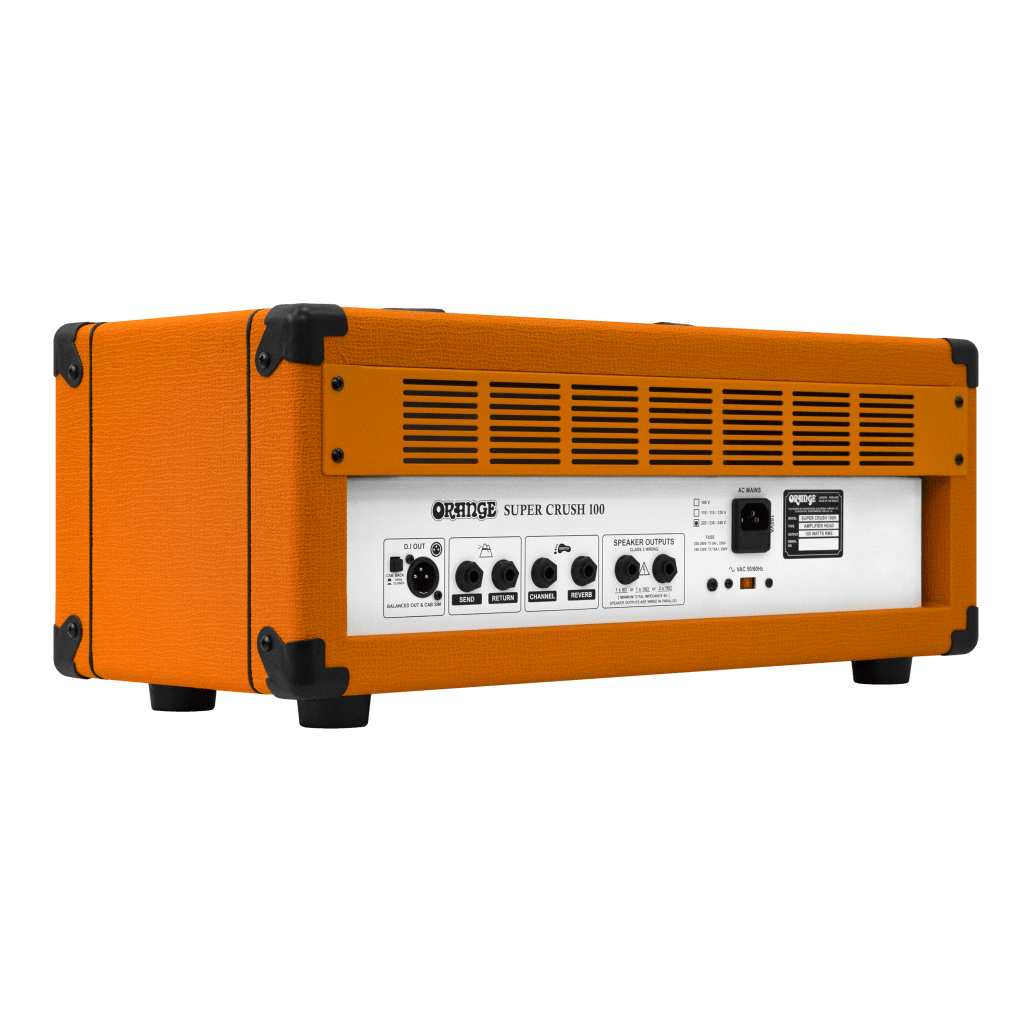 Orange SUPER-CRUSH-100-H Super Crush - Cabezal amplificador de guitarra de 100 W con Pig Hog 10 pies Orange Creme 2.0 Cable de bajo de guitarra,