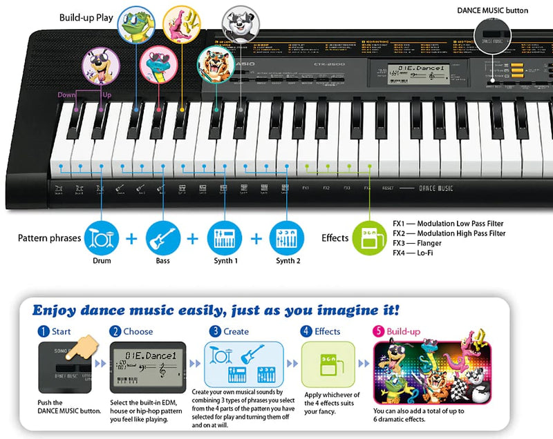 Teclado Casio Ctk-3500 Con Adaptador