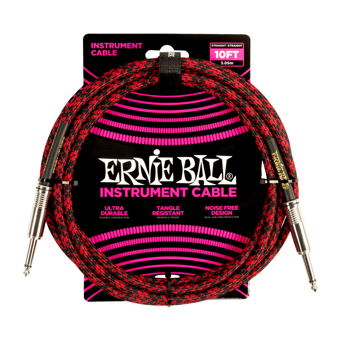 Cable Ernie Ball 10Ft P06394 Rojo/Negro - The Music Site