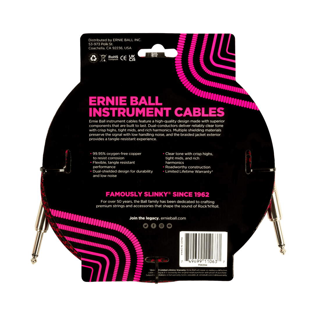 Cable Ernie Ball 10Ft P06394 Rojo/Negro - The Music Site