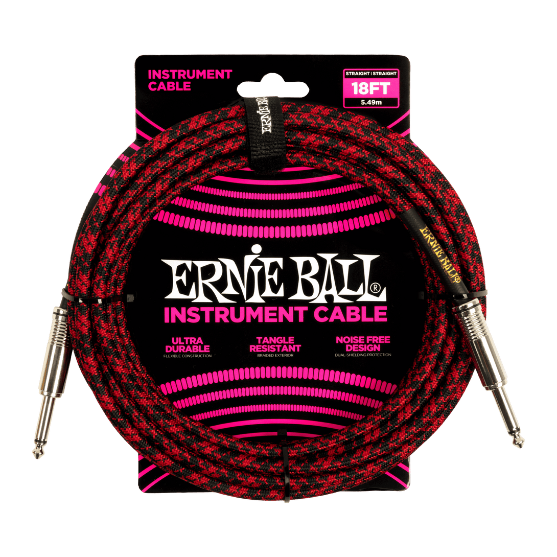 Cable Ernie Ball 18Ft P06396 Rojo/Negro - The Music Site