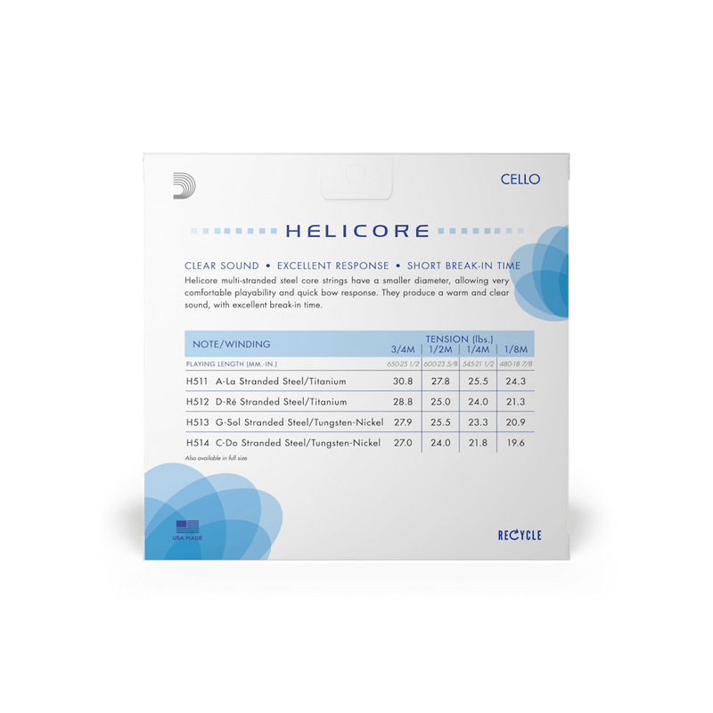 Encordado D Addario Helicore Cello 3/4 H510 Med