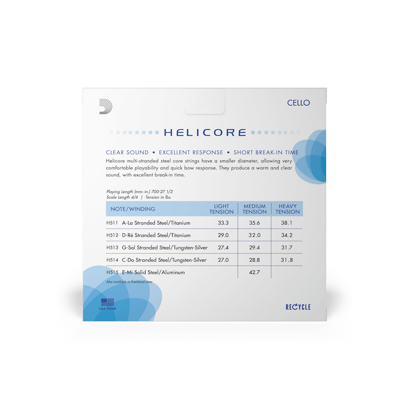 Encordado D Addario Helicore Cello 4/4 H510 Med