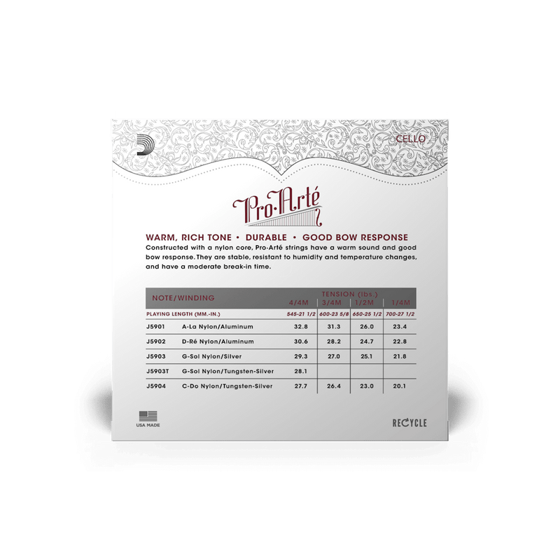 Encordado D Addario Proarte Cello J59 3/4