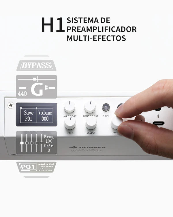 Guitarra Electrica Donner EC7450 Hush-X Pro White-Luxe