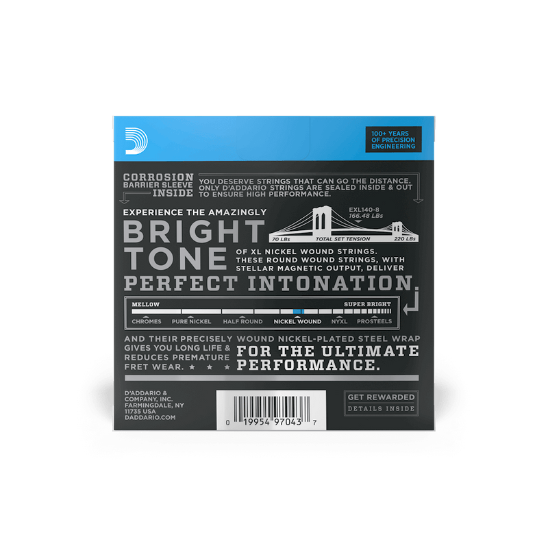 Encordado D Addario Guitarra Electrica Exl140 8 Cuerdas 10 74