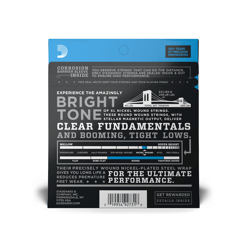 Encordado D Addario Bajo Exl165-6 32-135 6 Cuerdas