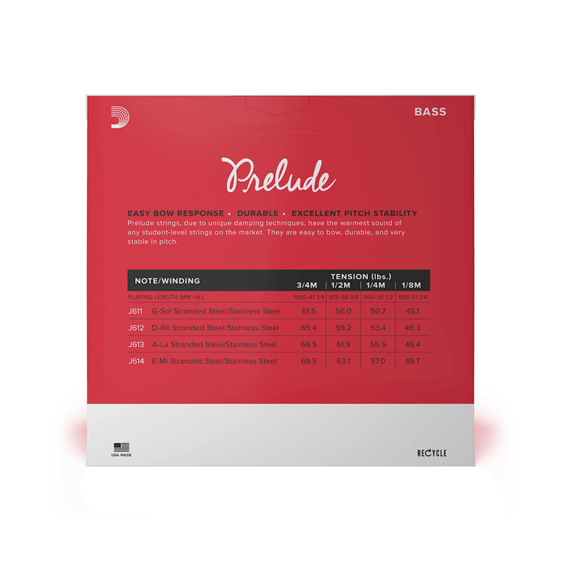 Encordado D Addario Prelude Contrabajo J610 1/2