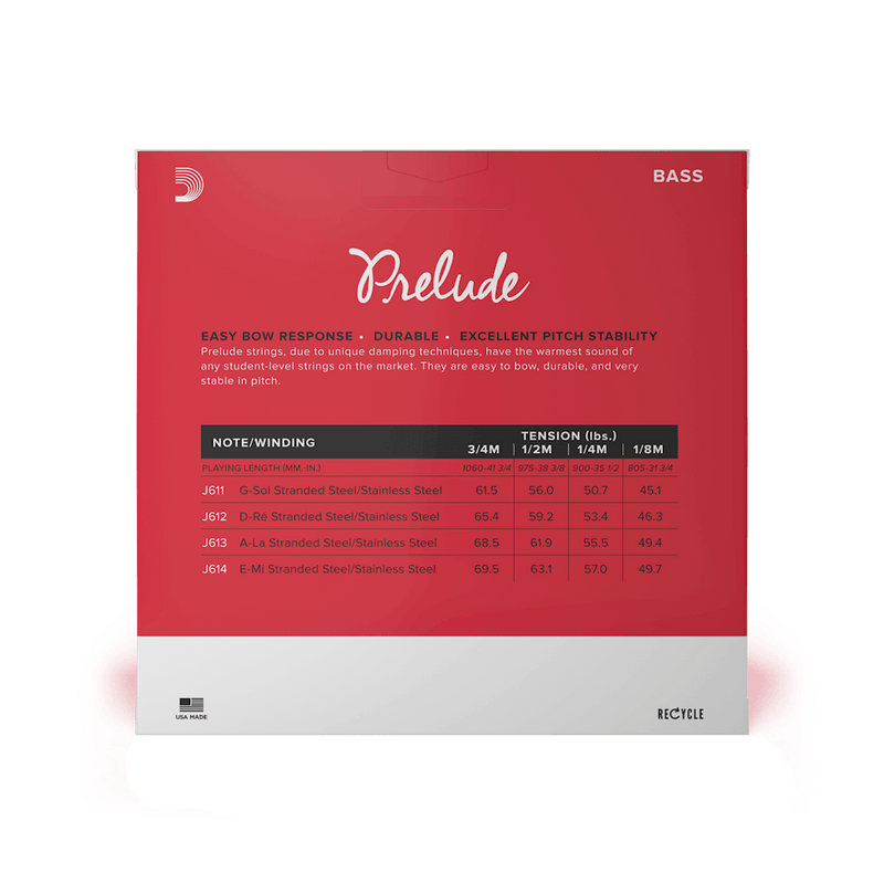 Encordado D Addario Prelude Contrabajo J610 3/4