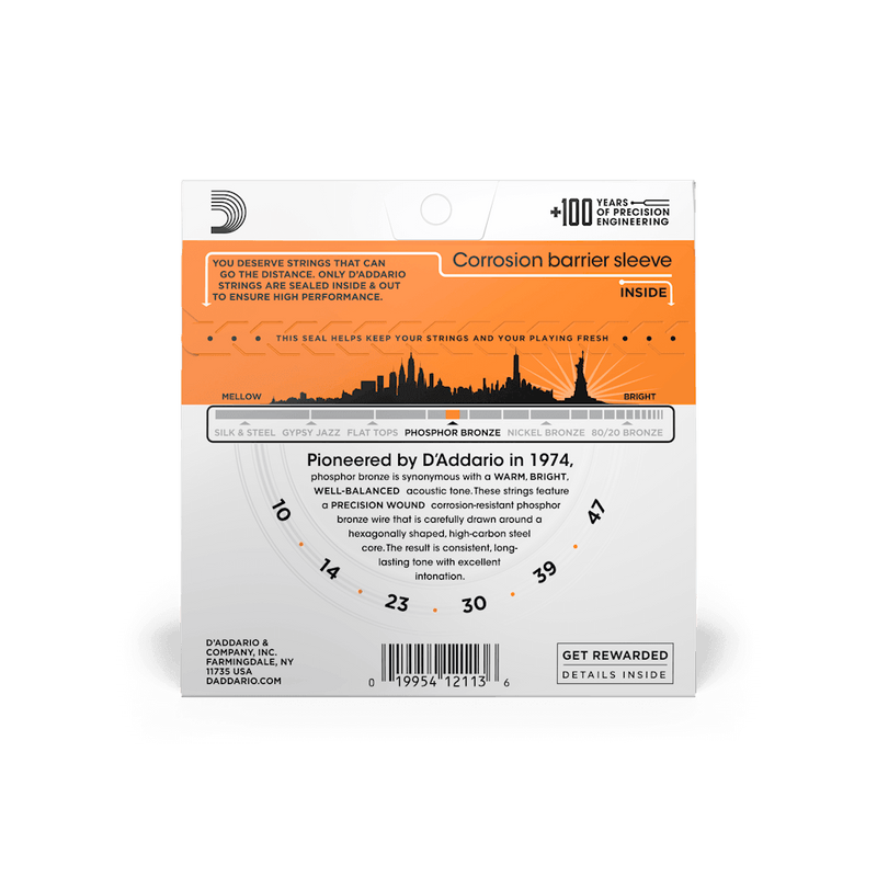 Encordado D Addario Guitarra Acustica Ej15 10 47 Bronce - The Music Site