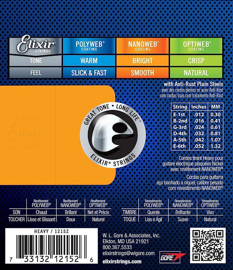 Encordado Elixir Nanoweb Guitarra Electrica 12152 12 52 Super Light - The Music Site