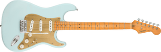 Guitarra Electrica Fender Squier 40th Anniversary Stratocaster®, Vintage Edition, diapasón de arce, golpeador anodizado dorado, azul sónico satinado0379510572 - The Music Site
