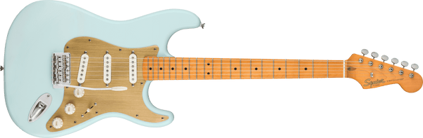 Guitarra Electrica Fender Squier 40th Anniversary Stratocaster®, Vintage Edition, diapasón de arce, golpeador anodizado dorado, azul sónico satinado0379510572 - The Music Site