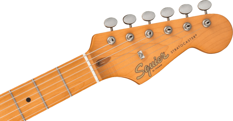 Guitarra Electrica Fender Squier 40th Anniversary Stratocaster®, Vintage Edition, diapasón de arce, golpeador anodizado dorado, azul sónico satinado0379510572 - The Music Site