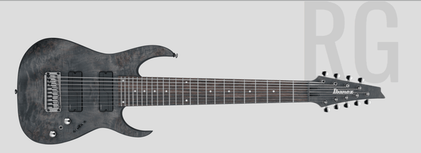 Guitarra Electrica Ibanez 9 Cuerdas Rg9Pb-Transparent Gray Flat - The Music Site