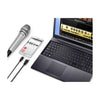 Ejemplo de conexión del iRig Mic HD-A con teléfono y computador. Los dispositivos ilustrados no están incluidos.