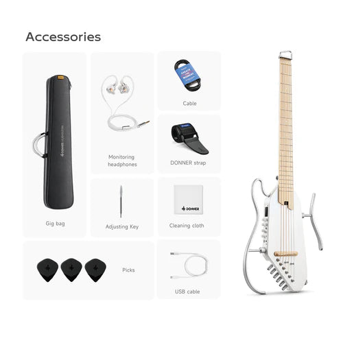 Guitarra Electroacustica Donner Ec6868 Hush-i Pro Blanca