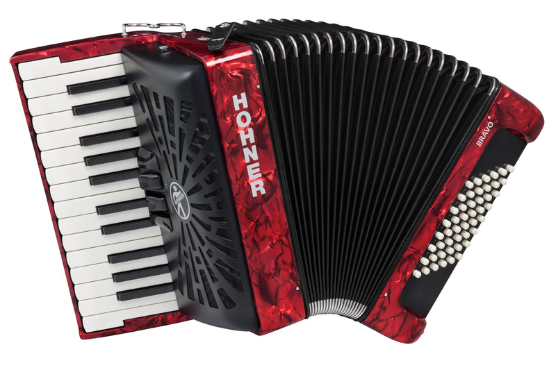 Acordeon Hohner Bravo II 48 Bajos Rojo - The Music Site
