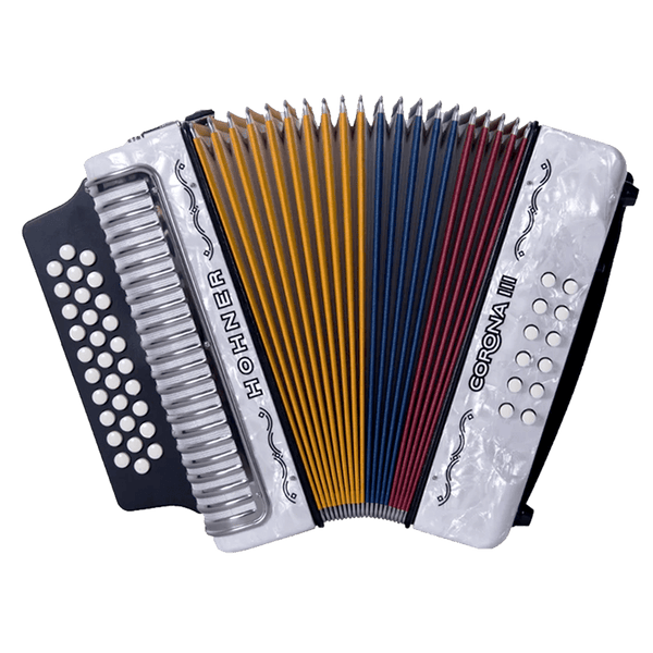 Acordeon Hohner Corona III 5 Letras Blanco - Col - The Music Site