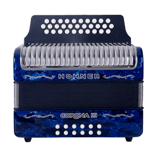 Acordeon Hohner Corona III 5 Letras Dbl Azul - The Music Site