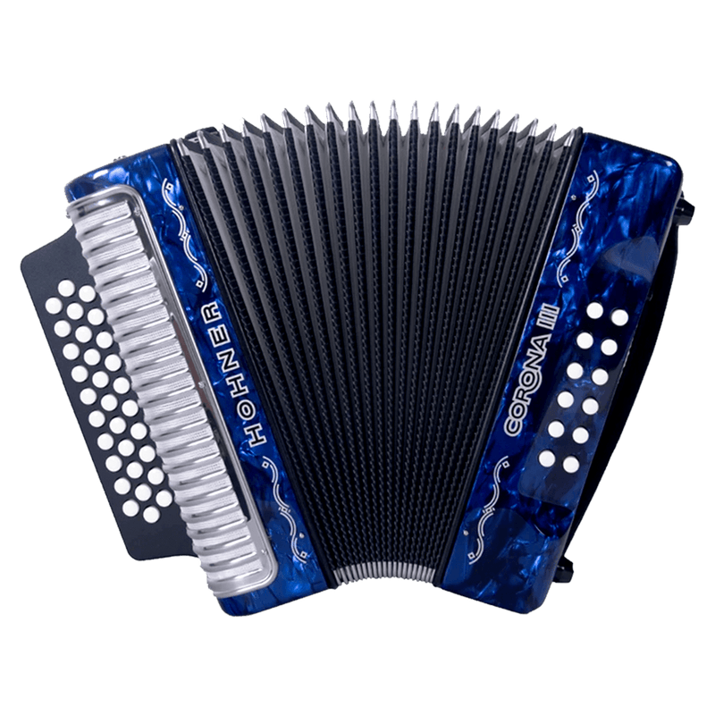 Acordeon Hohner Corona III 5 Letras Dbl Azul - The Music Site