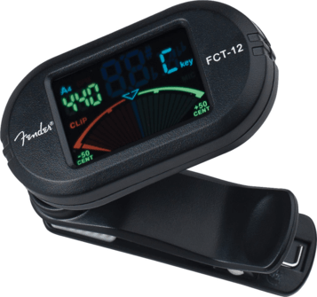 Afinador Fender® FCT-12 Color Clip-On Tuner, Black (Pinza) - The Music Site