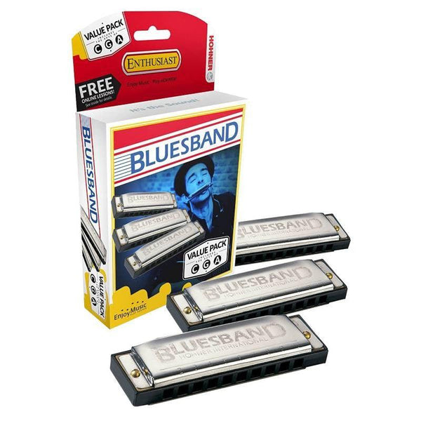 Armonica Hohner Blues Band PACK por tres DO ( C ), SOL ( G ), LA ( A ) 559Xps - The Music Site