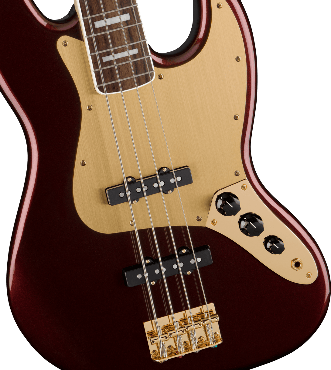 Bajo Electrico Fender Squier 40th Anniversary Jazz Bass®, Gold Edition, Laurel Fingerboard, Gold Anodized Pickguard, Ruby Red Metallic 0379440515 - The Music Site