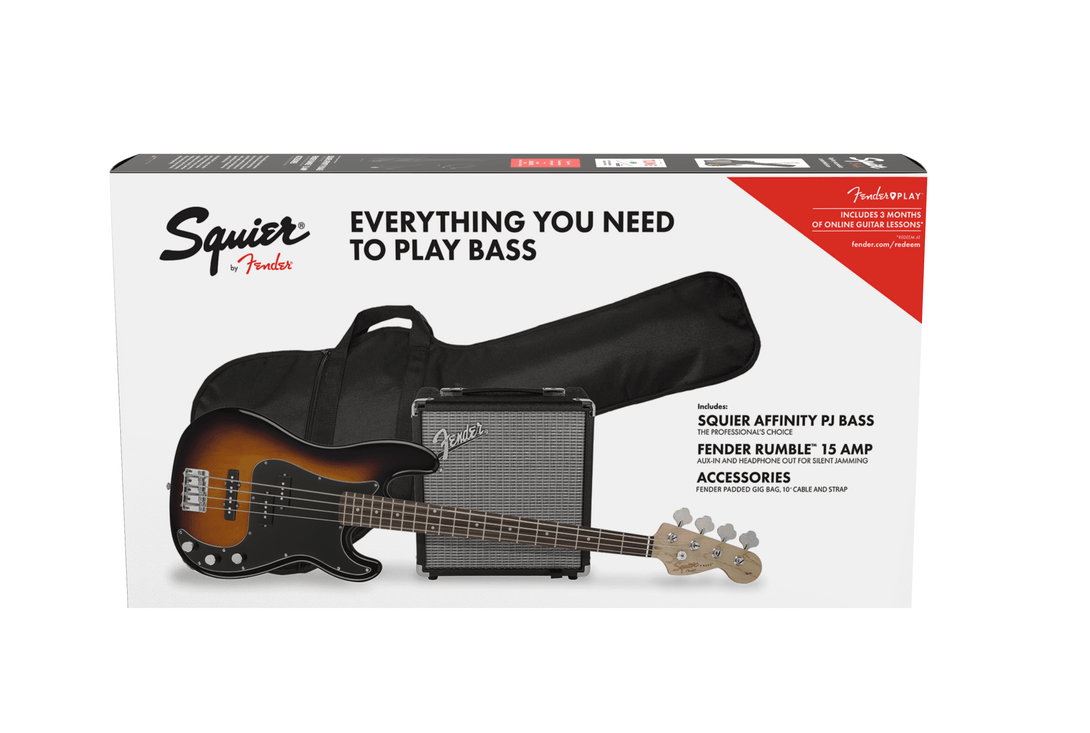 Bajo Electrico Fender Squier Affinity Precision Bass PJ Pack Gig Bag Rumble 15 - 120V 0371982032 - The Music Site