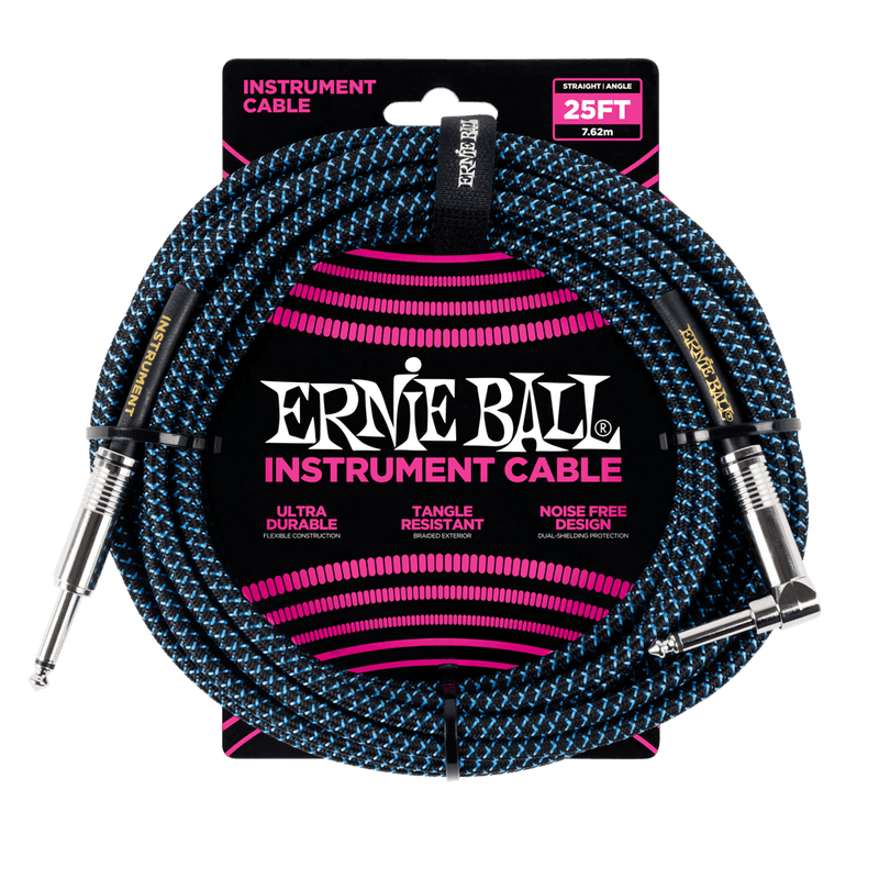 Cable Ernie Ball 25Ft P06060 Negro Azul - The Music Site