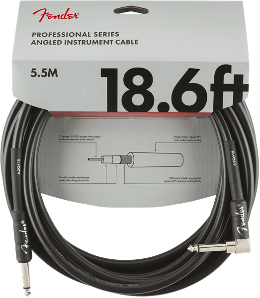 Cable Fender de instrumento serie profesional, recto/ángulo, 18.6', negro 0990820019 - The Music Site