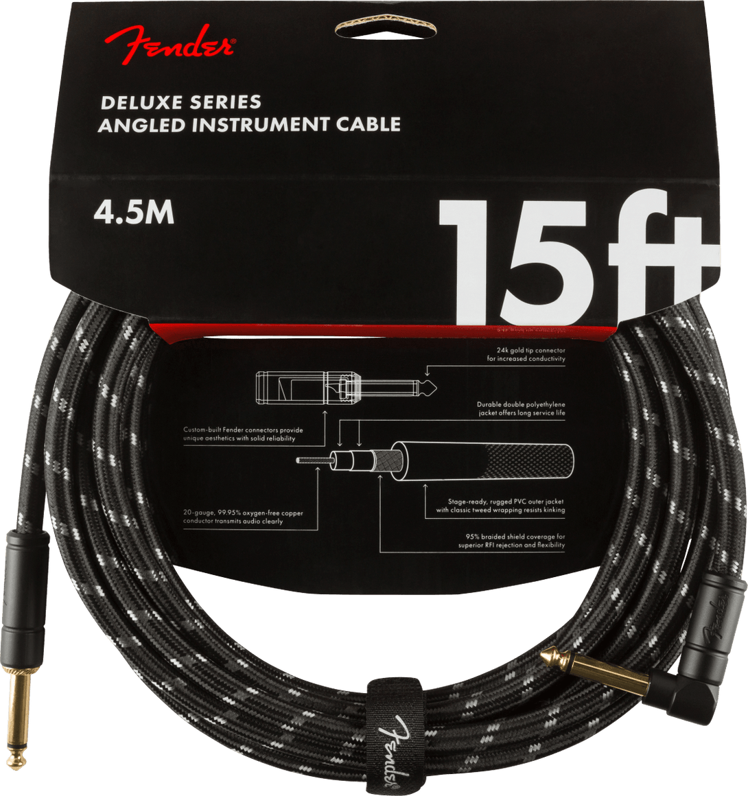 Cable Fender Deluxe Straight/Angle 15" 0990820085 - The Music Site