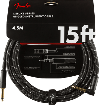 Cable Fender Deluxe Straight/Angle 15" 0990820085 - The Music Site