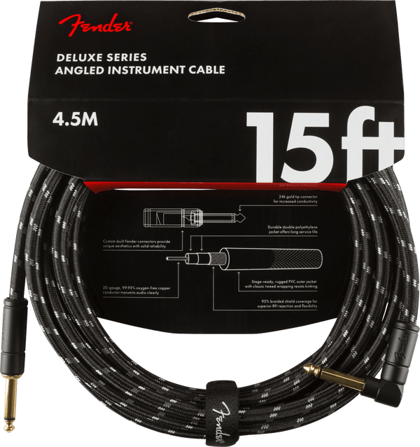 Cable Fender Deluxe Straight/Angle 15" 0990820085 - The Music Site