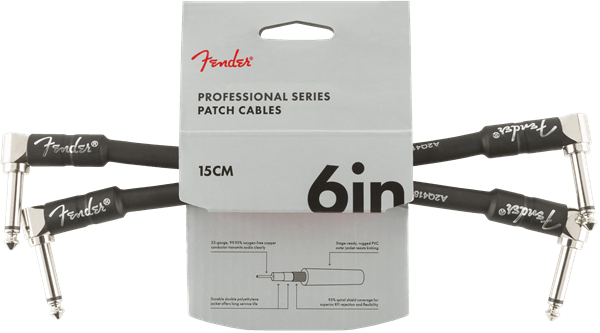 Cable Fender Paquete de 2 cables para instrumentos serie profesional, ángulo/ángulo, 6", negro0990820023 - The Music Site