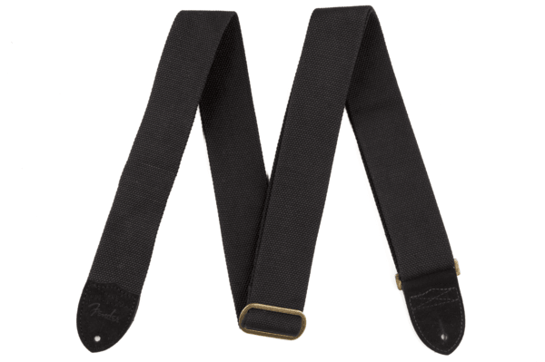 Correa Fender Cotton/Leather Strap, Black, 2" 0990667006 - The Music Site
