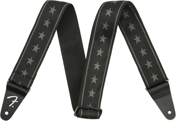Correa Fender de nailon con estrellas y rayas, negro/gris, 2" 0990615004 - The Music Site