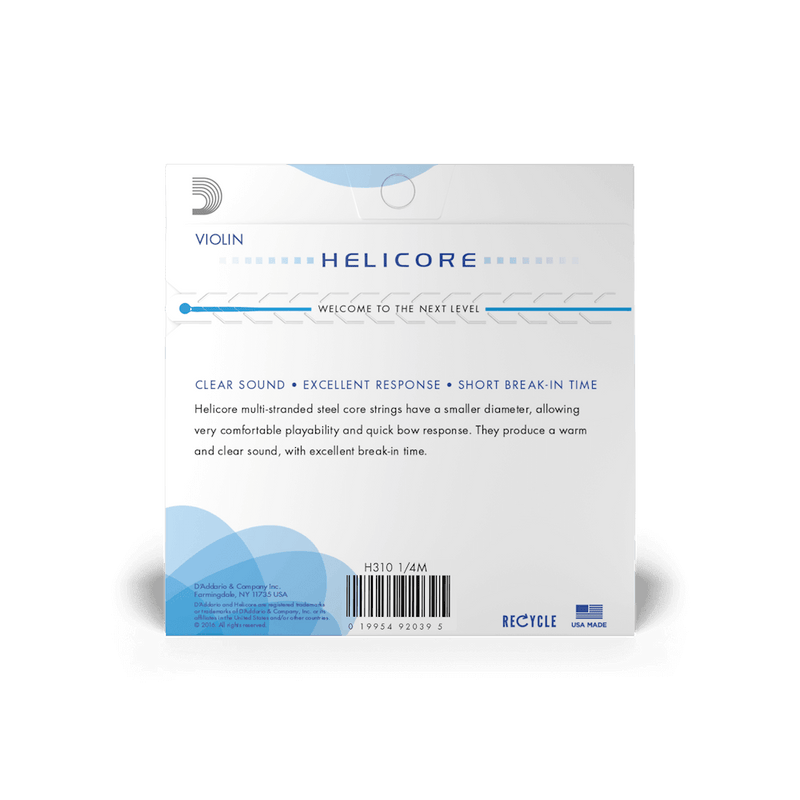 Encordado D Addario Helicore Violin 1/4 H310 Med - The Music Site