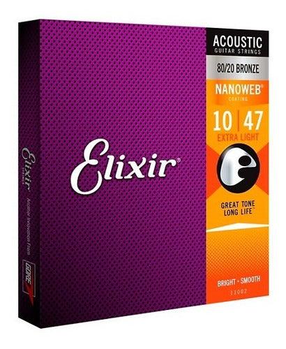 Encordado Elixir Nanoweb Guitarra Acustica 11002 10 47 - The Music Site