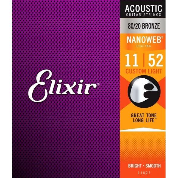 Encordado Elixir Nanoweb Guitarra Acustica 11027 Extra Lligh 11 52 - The Music Site