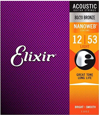 Encordado Elixir Nanoweb Guitarra Acustica 11052 Extra Llight 12 53 - The Music Site