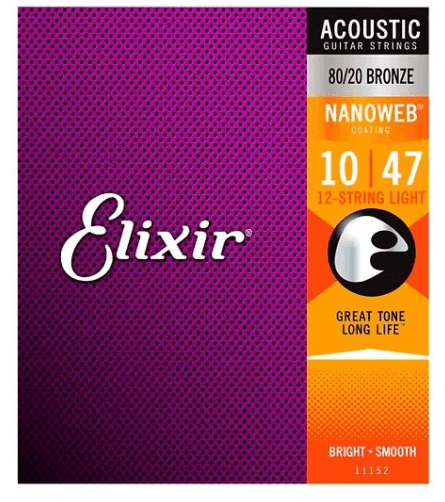 Encordado Elixir Nanoweb Guitarra Acustica 12 Cuerdas 11152 Light 10 47 - The Music Site