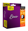 Encordado Elixir Nanoweb Guitarra Acustica Pack 3 16544 11 52 - The Music Site