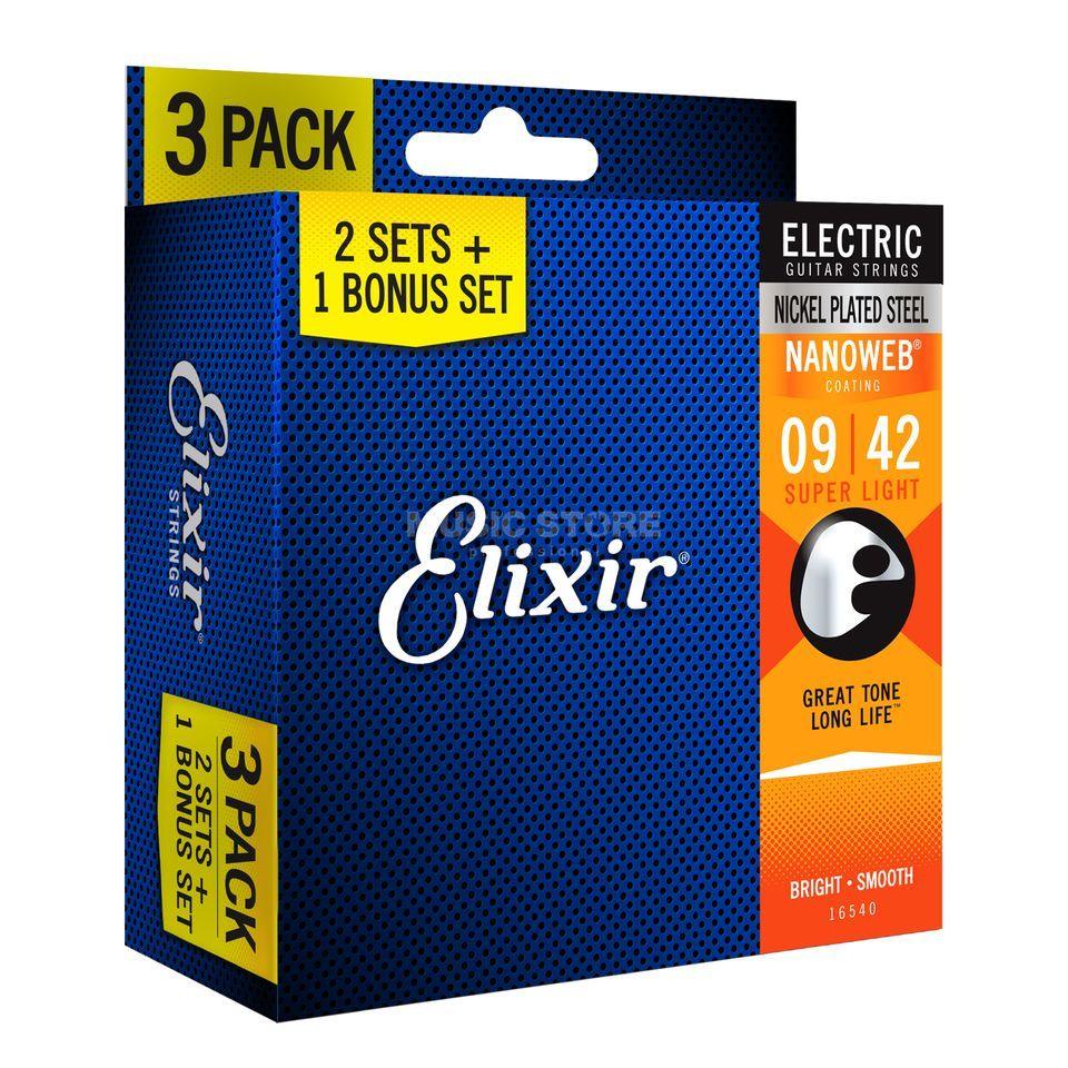 Encordado Elixir Nanoweb Guitarra Electrica Pack 3 16540 09 42 - The Music Site
