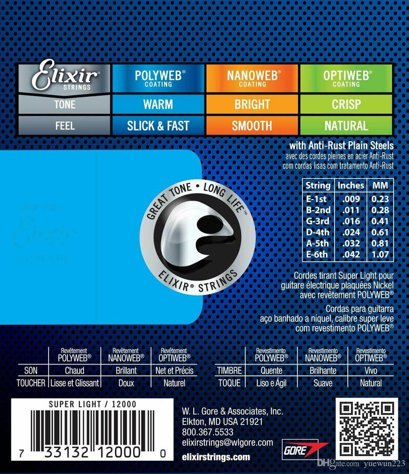 Encordado Elixir Polyweb Guitarra Electrica 12000 09 42 - The Music Site